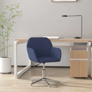 Chaise pivotante de bureau 53,5 x 57 x 77,5 cm bleu tissu – vue d’ensemble