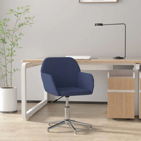 Chaise pivotante de bureau 53,5 x 57 x 77,5 cm bleu tissu – vue d’ensemble