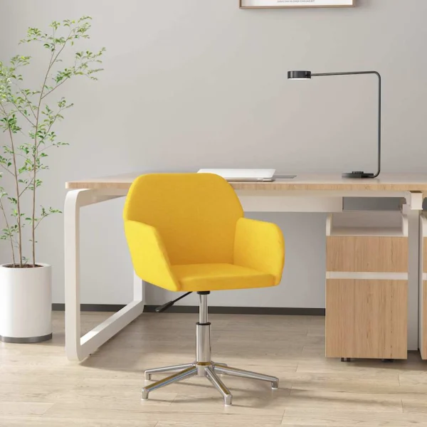 Chaise pivotante de bureau 53,5 x 57 x 77,5 cm jaune clair tissu – vue d’ensemble