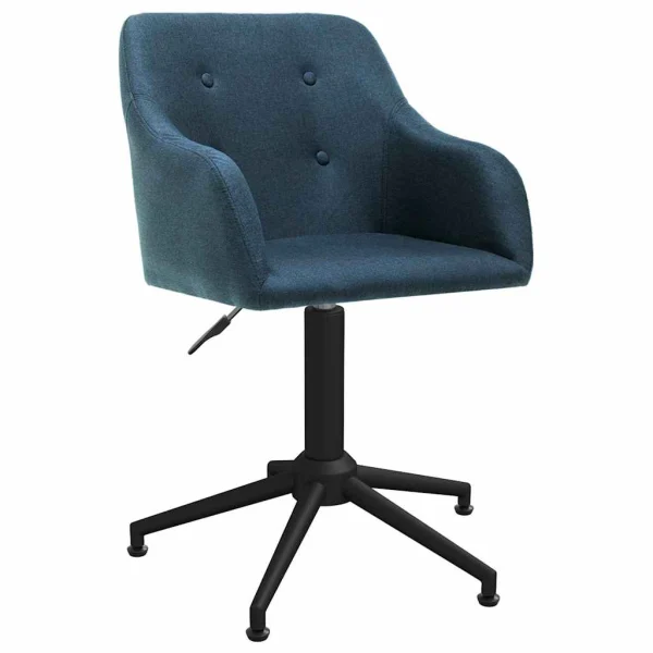 Chaise pivotante de bureau 53 x 51,5 x 89 cm bleu tissu – vue d’ensemble