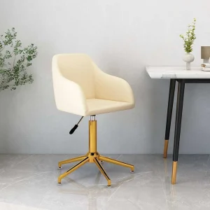 Chaise pivotante de bureau 53 x 51,5 x 89 cm crème velours – vue d’ensemble