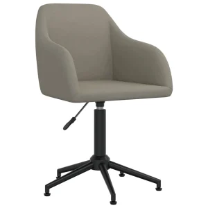 Chaise pivotante de bureau 53 x 51,5 x 89 cm gris clair velours – vue d’ensemble