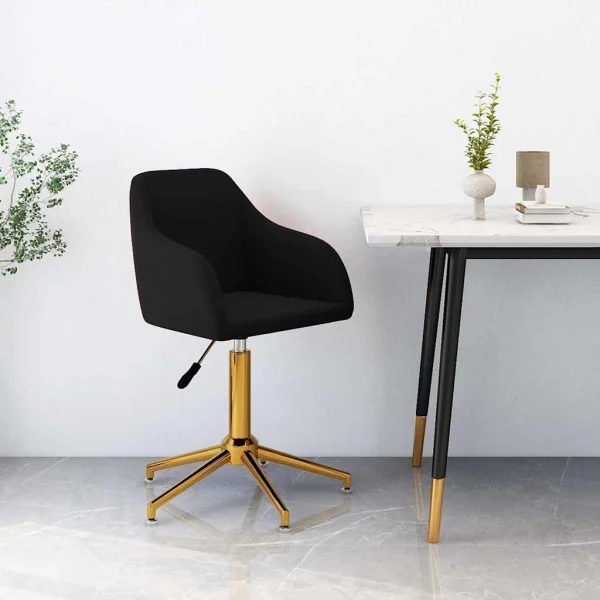 Chaise pivotante de bureau 53 x 51,5 x 89 cm noir velours – vue d’ensemble