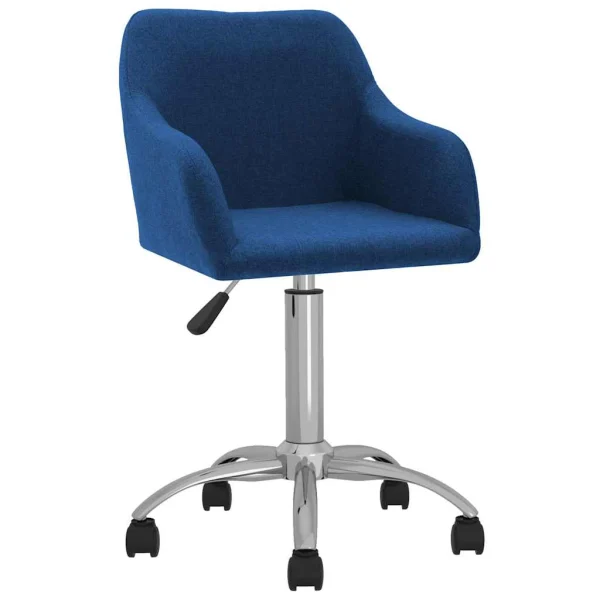 Chaise pivotante de bureau 53 x 51,5 x 93 cm bleu tissu – vue d’ensemble