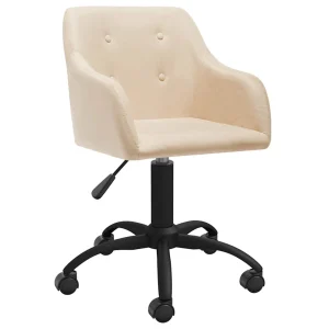 Chaise pivotante de bureau 53 x 51,5 x 93 cm crème tissu – vue d’ensemble