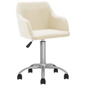 Chaise pivotante de bureau 53 x 51,5 x 93 cm crème tissu – modèle 2 – vue d’ensemble