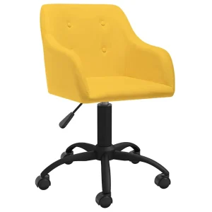 Chaise pivotante de bureau 53 x 51,5 x 93 cm jaune tissu – vue d’ensemble