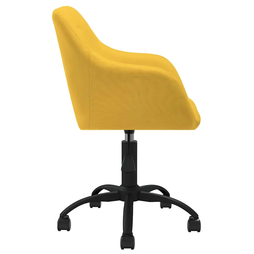 Chaise pivotante de bureau 53 x 51,5 x 93 cm jaune tissu – vue de détail