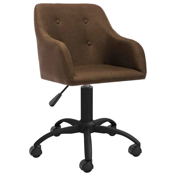 Chaise pivotante de bureau 53 x 51,5 x 93 cm marron tissu – vue d’ensemble