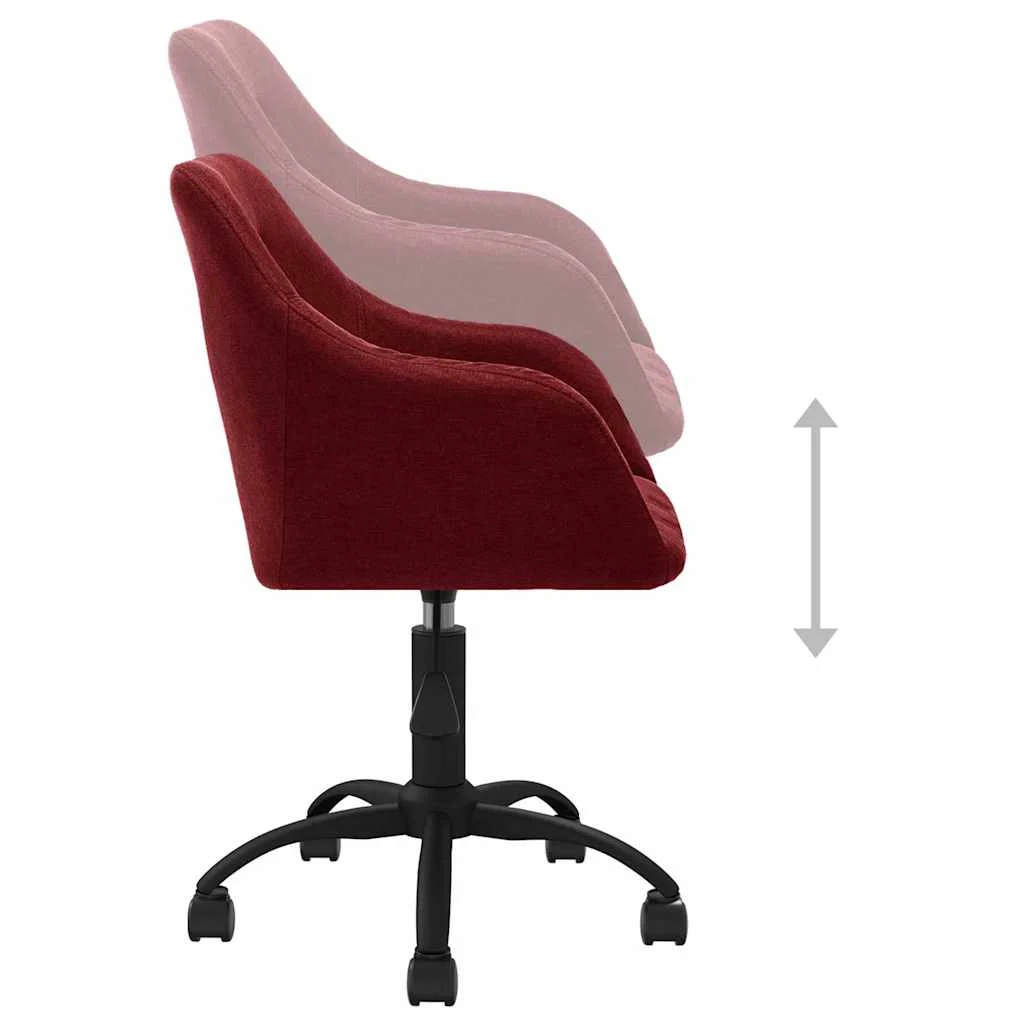 Chaise pivotante de bureau 53 x 51,5 x 93 cm rouge bordeaux tissu – vue de dessus