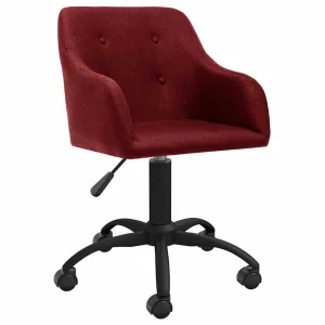 Chaise pivotante de bureau 53 x 51,5 x 93 cm rouge bordeaux tissu – vue d’ensemble