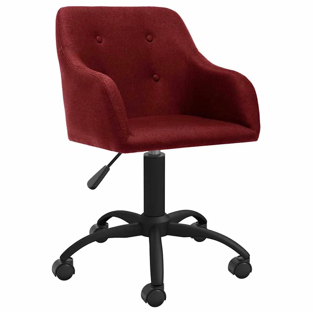 Chaise pivotante de bureau 53 x 51,5 x 93 cm rouge bordeaux tissu – vue d’ensemble