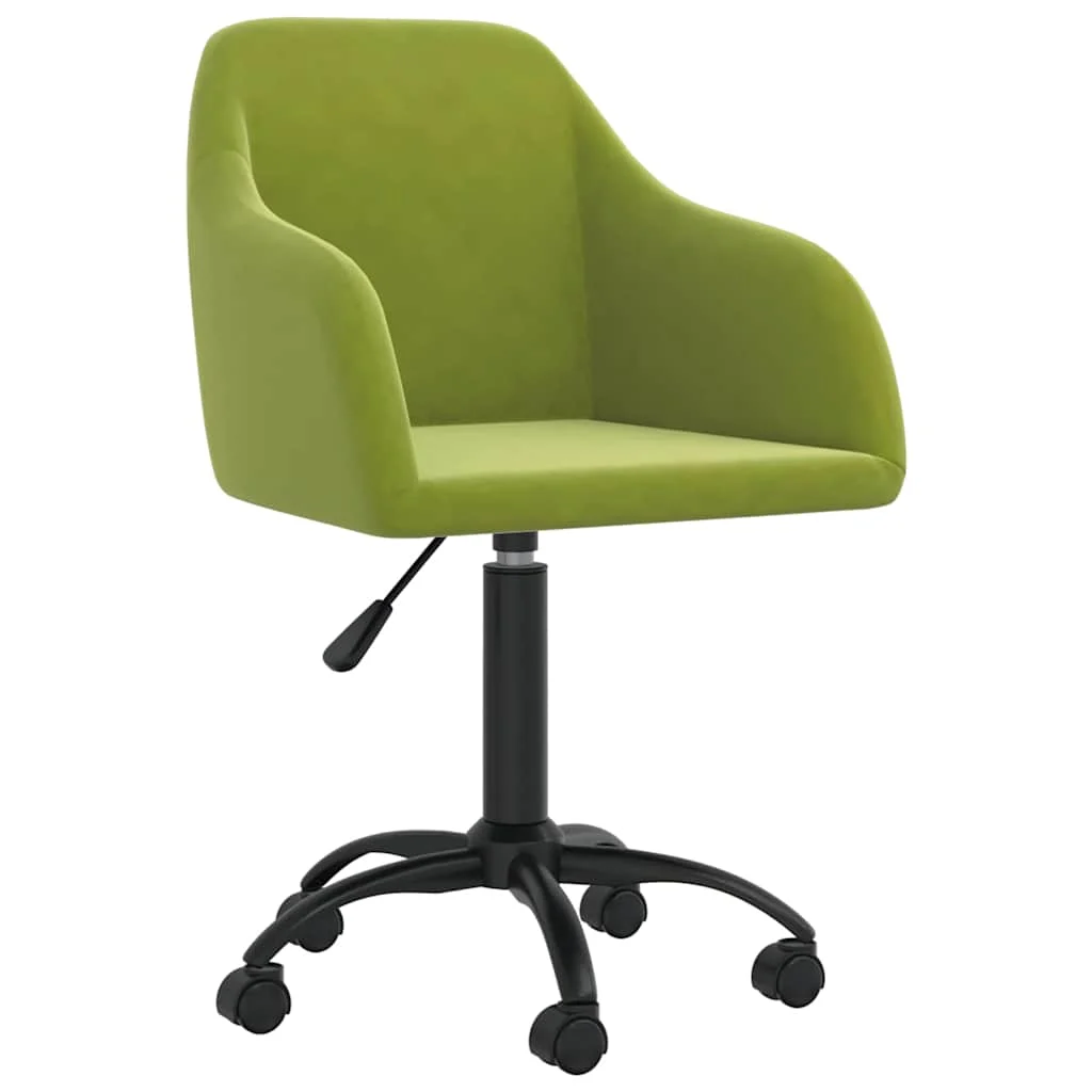 Chaise pivotante de bureau 53 x 51,5 x 93 cm vert clair velours – vue d’ensemble