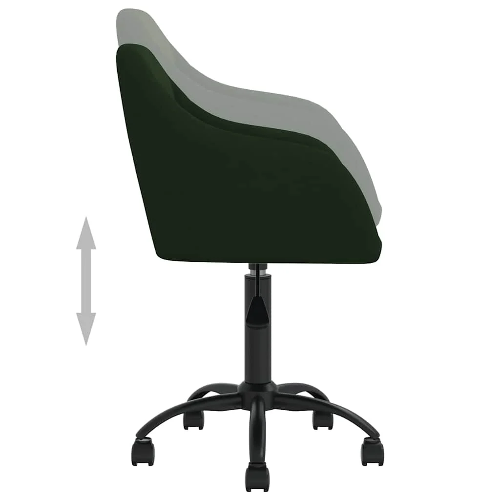 Chaise pivotante de bureau 53 x 51,5 x 93 cm vert foncé velours – vue de dessus