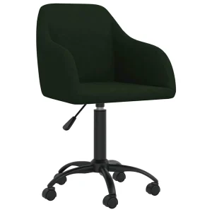Chaise pivotante de bureau 53 x 51,5 x 93 cm vert foncé velours – vue d’ensemble