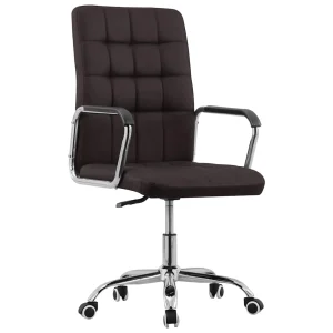 Chaise pivotante de bureau 54,5 x 64 x 106 cm marron tissu – vue d’ensemble
