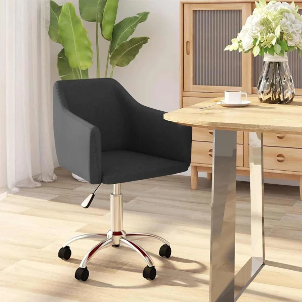 Chaise pivotante de bureau 54 x 50 x 83 cm gris foncé tissu – vue d’ensemble