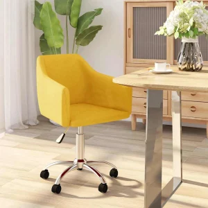 Chaise pivotante de bureau 54 x 50 x 83 cm jaune tissu – vue d’ensemble