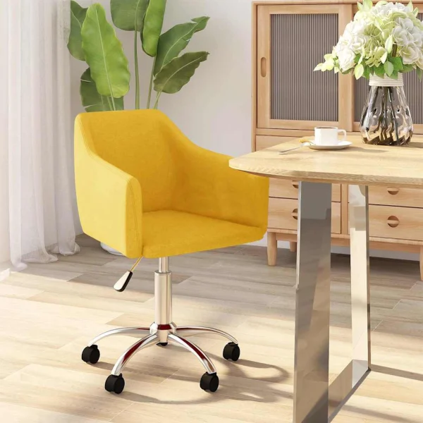 Chaise pivotante de bureau 54 x 50 x 83 cm jaune tissu – vue d’ensemble