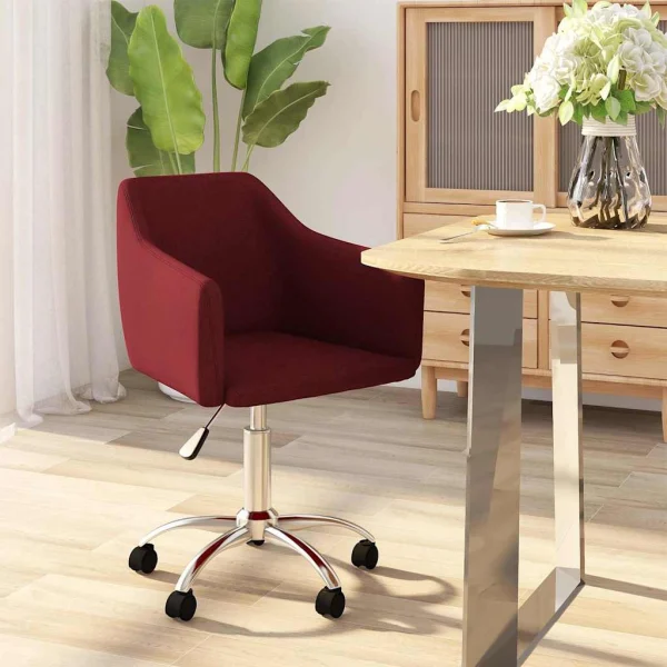Chaise pivotante de bureau 54 x 50 x 83 cm rouge bordeaux tissu – vue d’ensemble