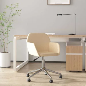 Chaise pivotante de bureau 54 x 60,5 x 80,5 cm crème tissu – vue d’ensemble
