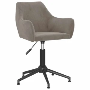 Chaise pivotante de bureau 54 x 61 x 86 cm gris clair velours – vue d’ensemble