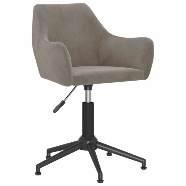 Chaise pivotante de bureau 54 x 61 x 86 cm gris clair velours – vue d’ensemble