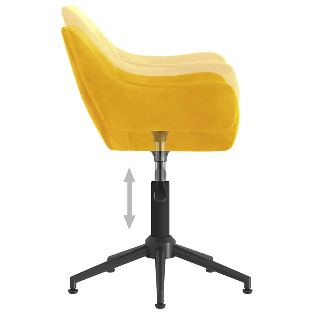 Chaise pivotante de bureau 54 x 61 x 86 cm jaune moutarde velours – vue de dessus