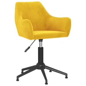 Chaise pivotante de bureau 54 x 61 x 86 cm jaune moutarde velours – vue d’ensemble