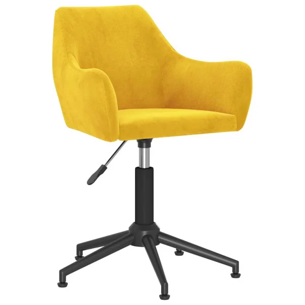 Chaise pivotante de bureau 54 x 61 x 86 cm jaune moutarde velours – vue d’ensemble