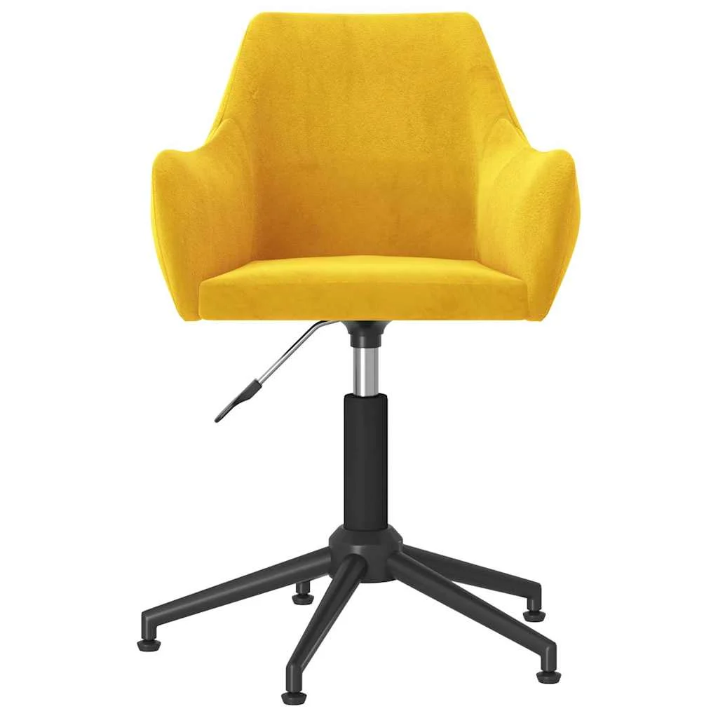 Chaise pivotante de bureau 54 x 61 x 86 cm jaune moutarde velours – vue de face