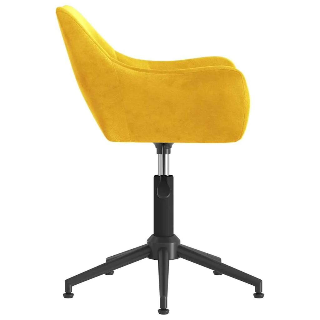 Chaise pivotante de bureau 54 x 61 x 86 cm jaune moutarde velours – vue de côté