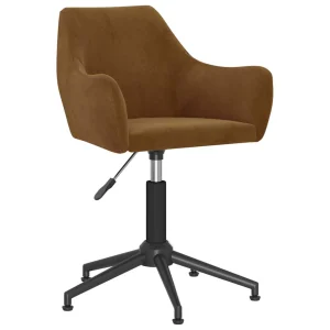 Chaise pivotante de bureau 54 x 61 x 86 cm marron velours – vue d’ensemble