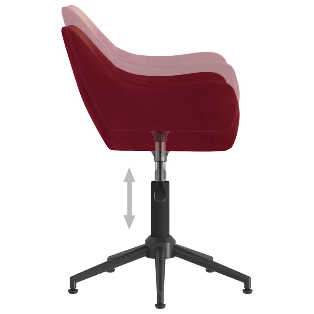 Chaise pivotante de bureau 54 x 61 x 86 cm rouge bordeaux velours – vue de dessus