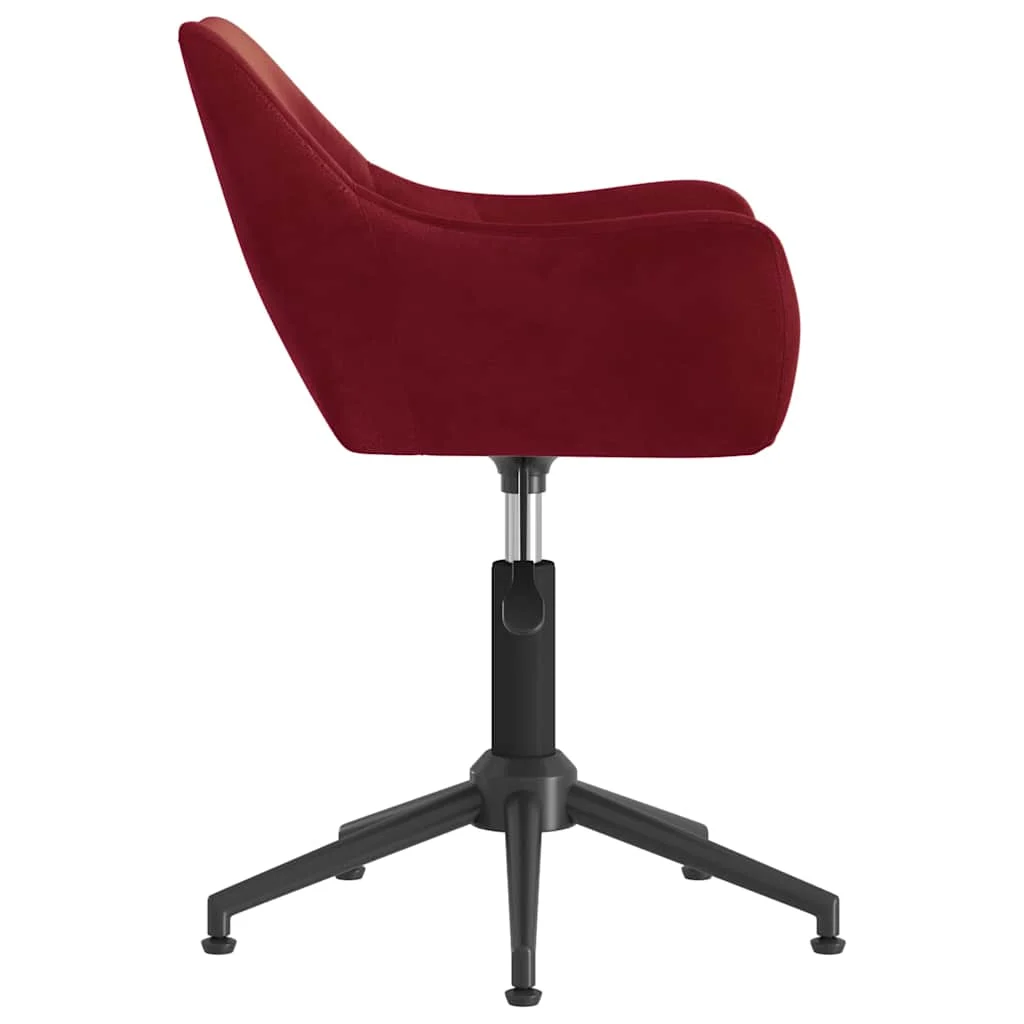 Chaise pivotante de bureau 54 x 61 x 86 cm rouge bordeaux velours – vue de côté