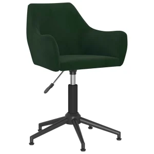Chaise pivotante de bureau 54 x 61 x 86 cm vert foncé velours – vue d’ensemble