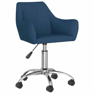Chaise pivotante de bureau 54 x 61 x 89 cm bleu tissu – vue d’ensemble