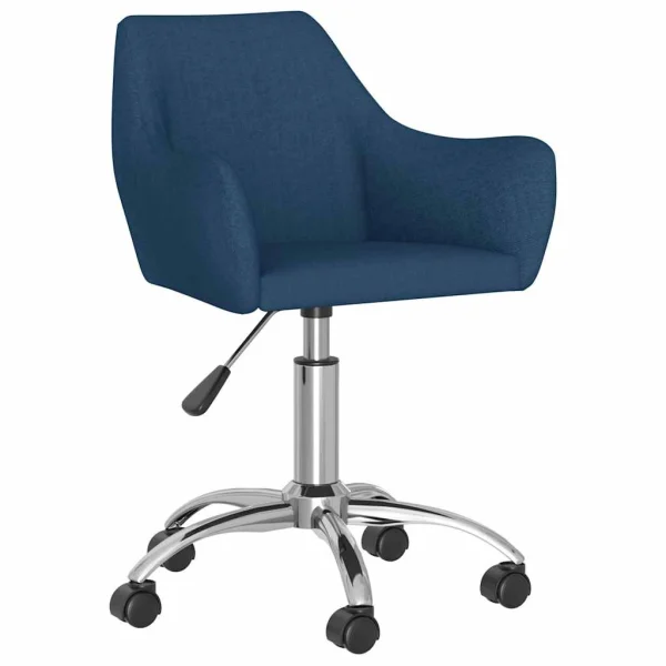 Chaise pivotante de bureau 54 x 61 x 89 cm bleu tissu – vue d’ensemble