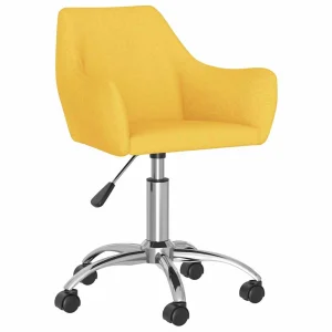 Chaise pivotante de bureau 54 x 61 x 89 cm jaune tissu – vue d’ensemble
