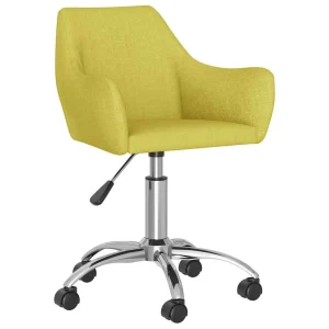 Chaise pivotante de bureau 54 x 61 x 89 cm vert tissu – vue d’ensemble