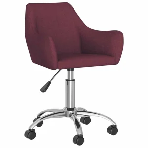 Chaise pivotante de bureau 54 x 61 x 89 cm violet tissu – vue d’ensemble
