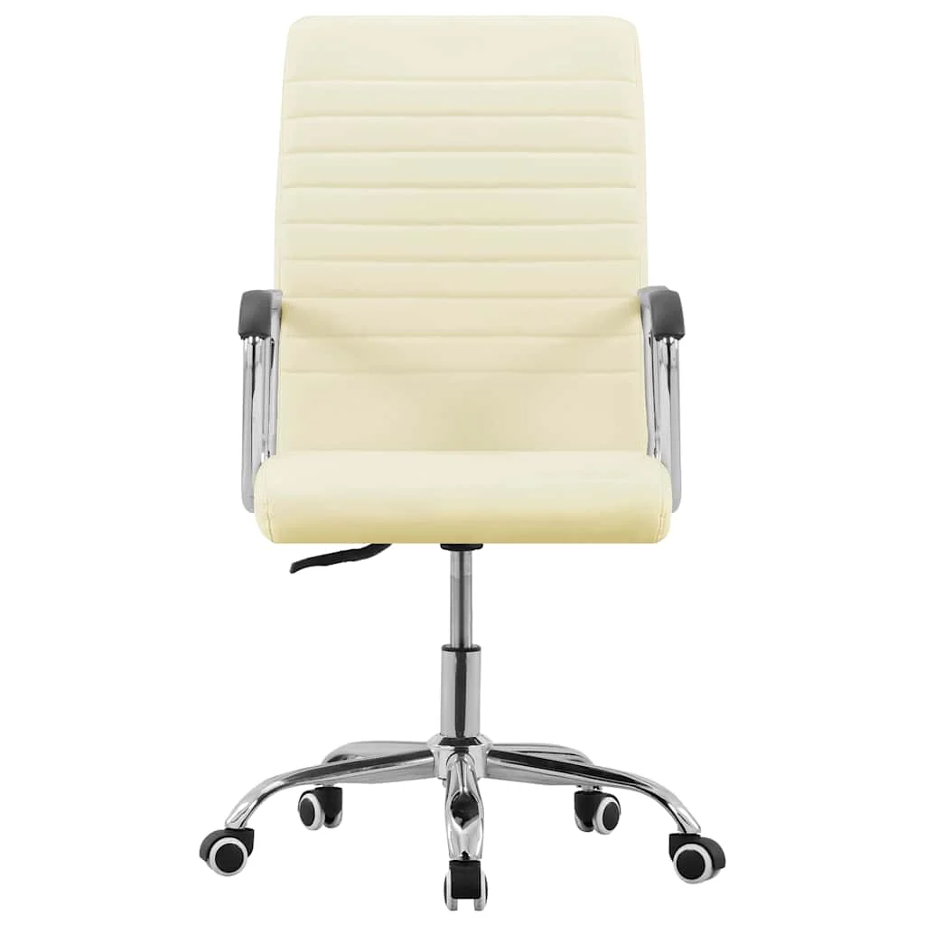 Chaise pivotante de bureau 55,5 x 65 x 108 cm crème tissu – vue de face