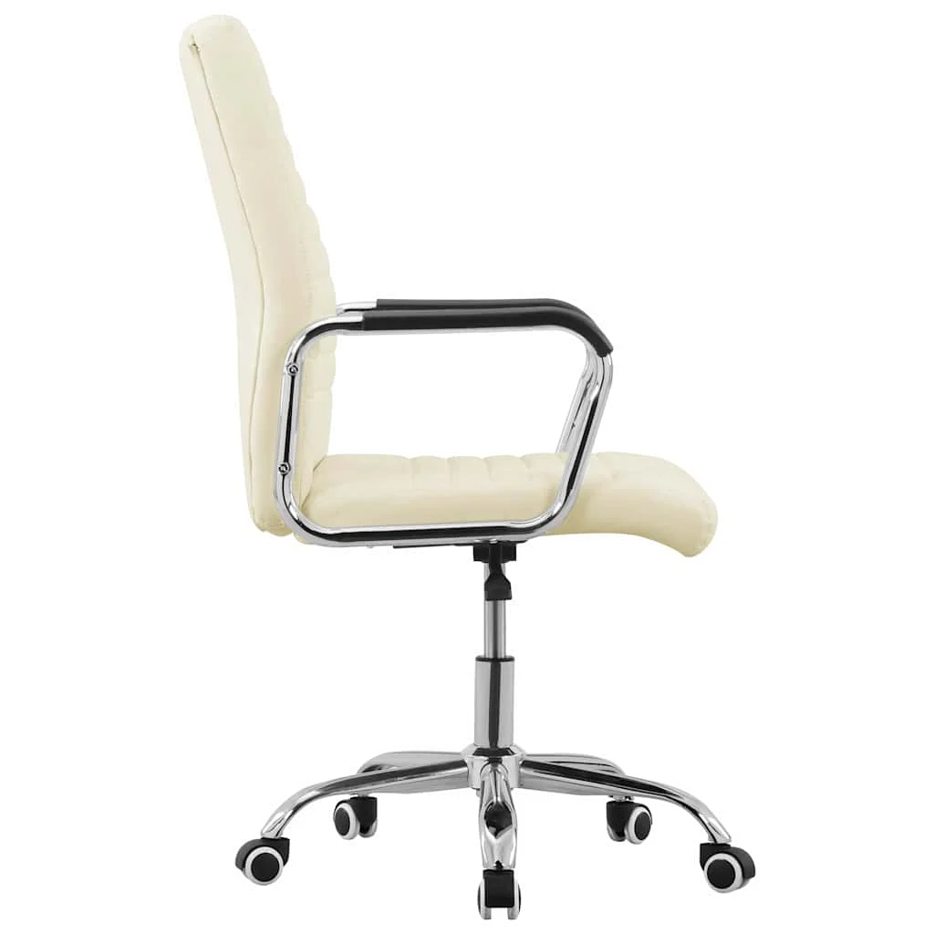 Chaise pivotante de bureau 55,5 x 65 x 108 cm crème tissu – vue de côté