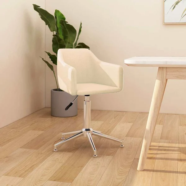 Chaise pivotante de bureau 55 x 51 x 79 cm crème tissu – vue d’ensemble