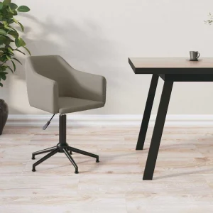 Chaise pivotante de bureau 55 x 51 x 79 cm gris clair velours – vue d’ensemble