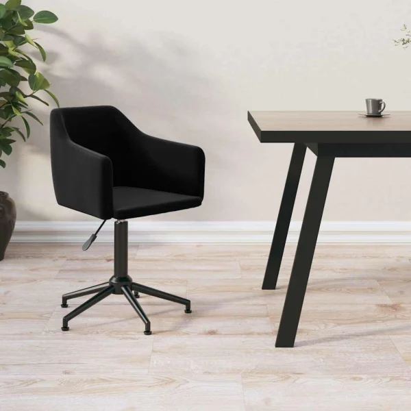 Chaise pivotante de bureau 55 x 51 x 79 cm noir velours – vue d’ensemble