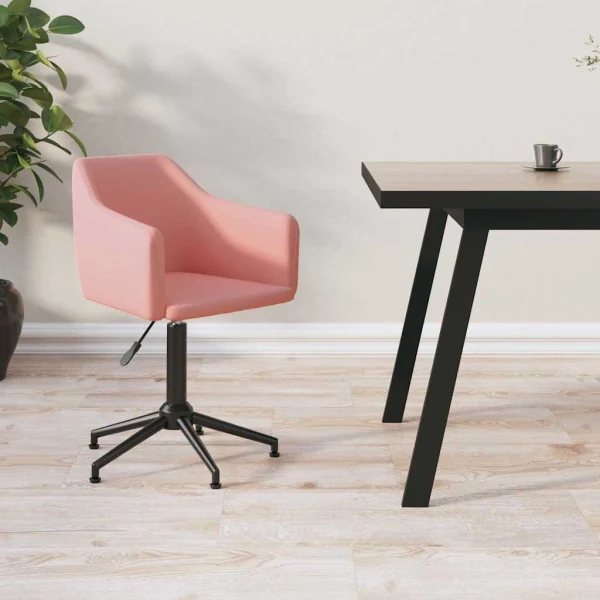 Chaise pivotante de bureau 55 x 51 x 79 cm rose velours – vue d’ensemble