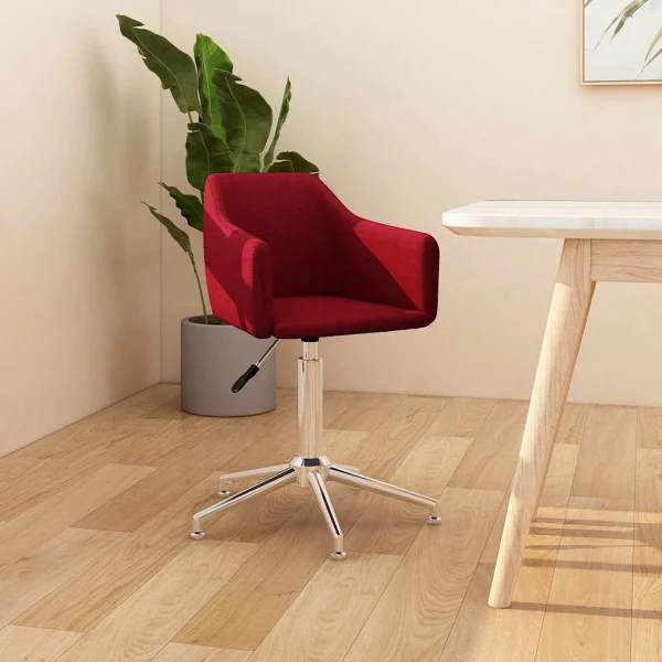 Chaise pivotante de bureau 55 x 51 x 79 cm rouge bordeaux tissu – vue d’ensemble