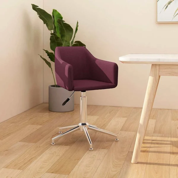 Chaise pivotante de bureau 55 x 51 x 79 cm violet tissu – vue d’ensemble