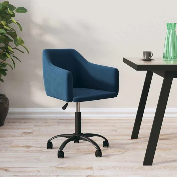 Chaise pivotante de bureau 55 x 52 x 83 cm bleu velours – vue d’ensemble